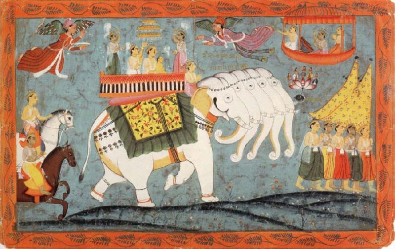 unknow artist Celestial Procession with Indra Riding His Elephant China oil painting art